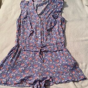 Lily Rose Blue and Pink Floral Romper